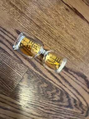 Burberry Plaid Pattern Arm Square Sunglasses with Yellow Tinted Lenses